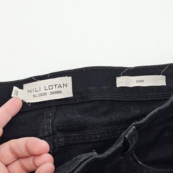 Nili Lotan Skinny Jean Black Frayed Hem Women’s Size 28 Classic Denim Minimalist - Picture 4 of 10